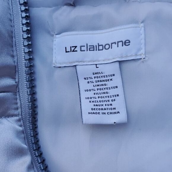 Liz Claiborne Winter Garden Silver Sz. L Zippered Vest Hoodie - Picture 5 of 10
